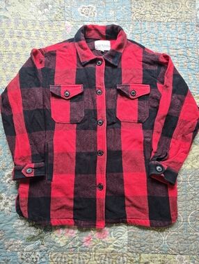 Lucky Brand Buffalo Plaid Heavy Cotton Shirt Jacket Women's Size Medium (8-10)